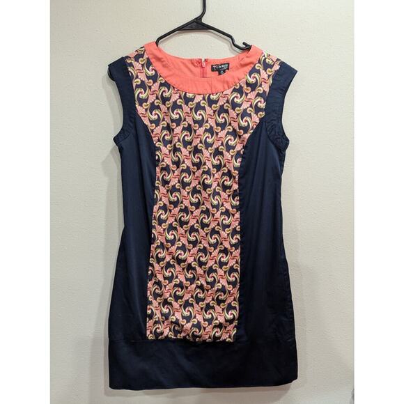 Junior's mod print A-line dress in navy & coral by The Webster Miami at Target - Picture 1 of 8
